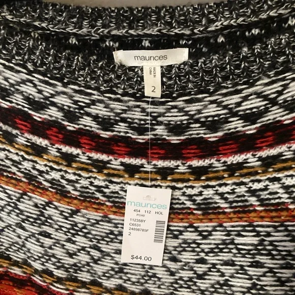 Maurices Red and Black Patterned Sweater - Picture 3 of 3